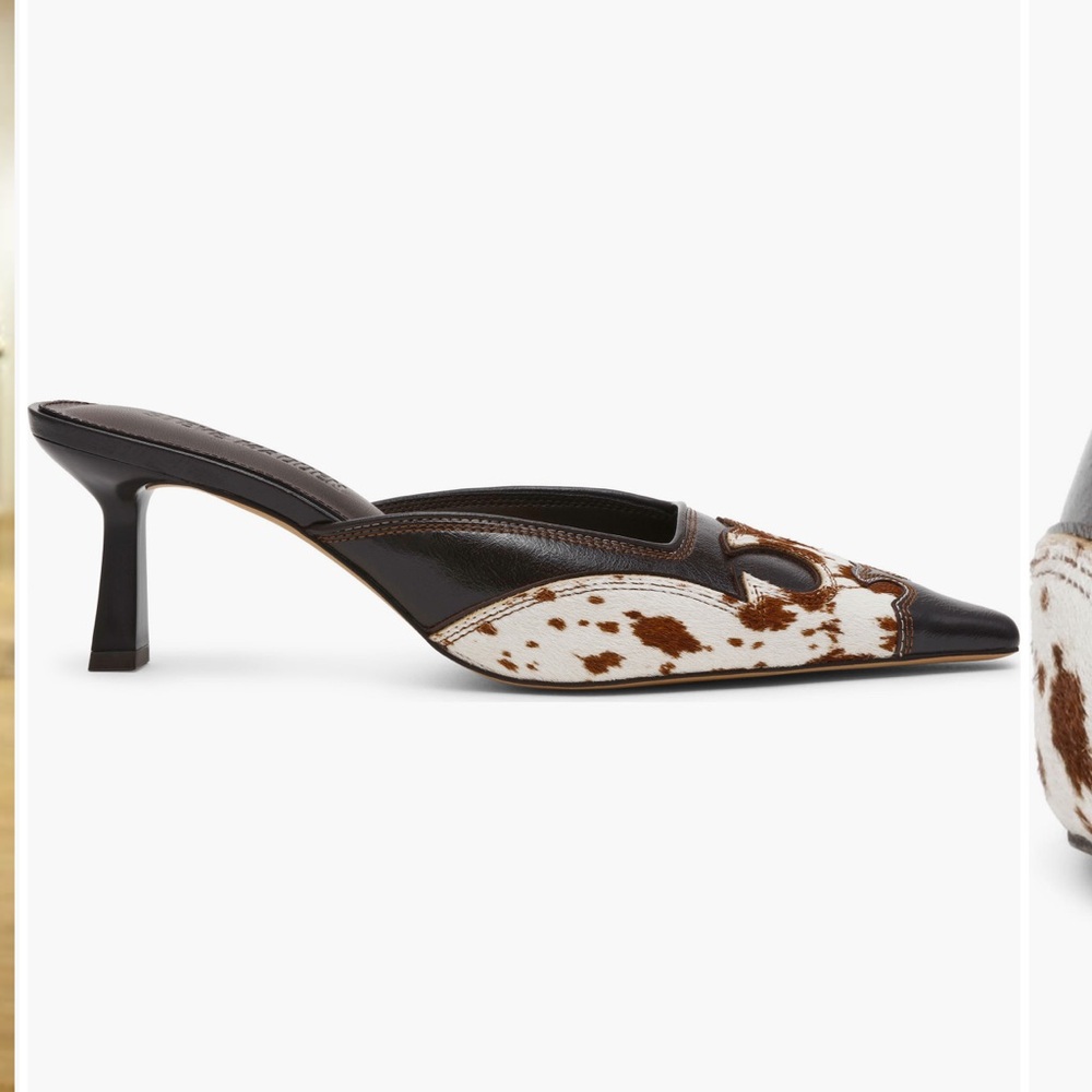 Steve Madden Lisbeth Cow Print Pointed Toe Kitten Heel Mule Heels NWT - Picture 3 of 12